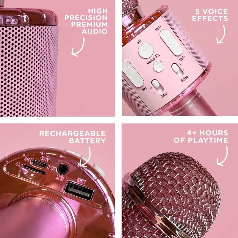 [AUSTRALIA] - Move2Play Kids Karaoke Microphone, Decorate with Jewel Stickers, Gift for Girls, Ages 3, 4, 5, 6, 7, 8 Pink 