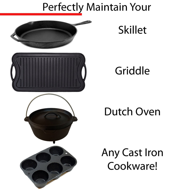 Cast Iron Sam’s Cast Iron Skillet Cleaning Kit- Chainmail Scrubber and All Natural Gentle Wooden Scrub Brush. Easily Clean While Protecting Your Cast Iron Seasoning. 1