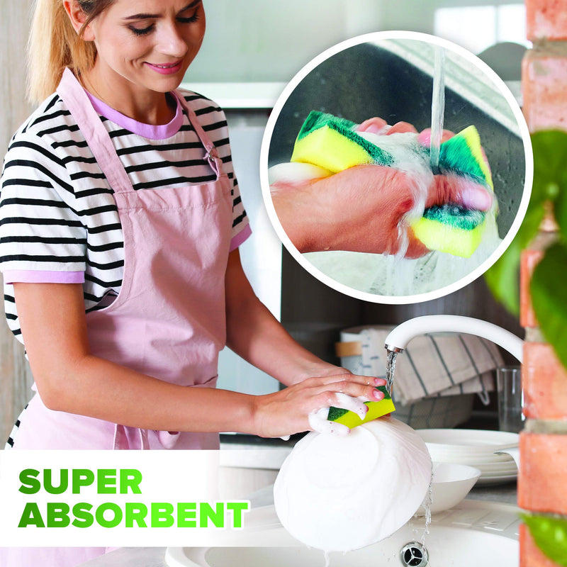 (24 Pack) Heavy Duty Scrub Sponges by SCRUBIT – Kitchen Dish, Sink and Bathroom Cleaning Scrubber Sponge - with Non-Smell Scouring Pad 6 Count (Pack of 4)