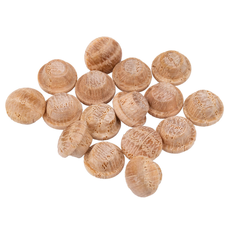 Oak Screw Hole Plugs | 1/4" Diameter | Pack of 50 Approx. | Turned End Grain Round Mushroom Head with Shoulders, Screw Hole Buttons, Furniture Grade | UA-057-OW