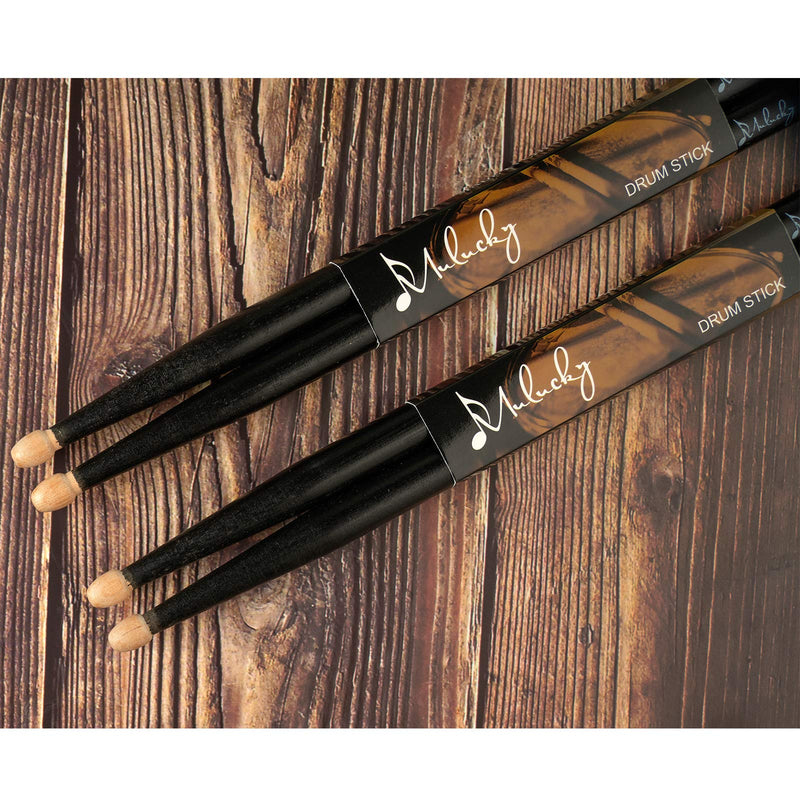 Mulucky 5A Drum Sticks Classic Maple Wood Drumsticks With Carrying Bag - 3 Pair Black