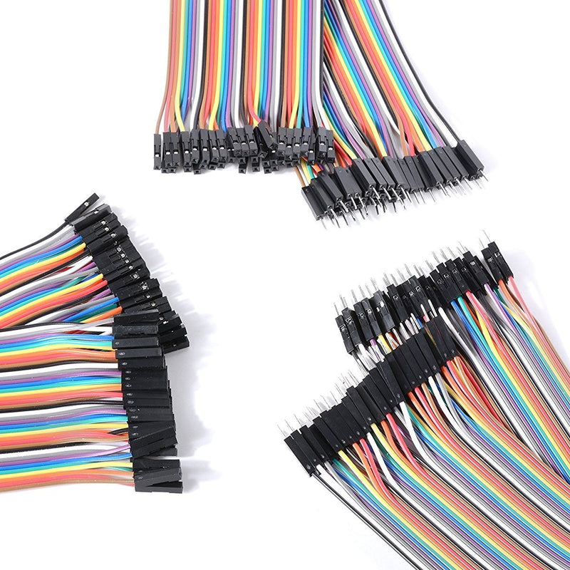 HiLetgo 120pcs/3x40pcs Breadboard Jumper Wires Prototype Board Dupont Wire Male to Male, Male to Female, Female to Female, 2.54mm to 2.54mm 20CM Wires Assortment Kit for Arduino Raspberry PI DIY