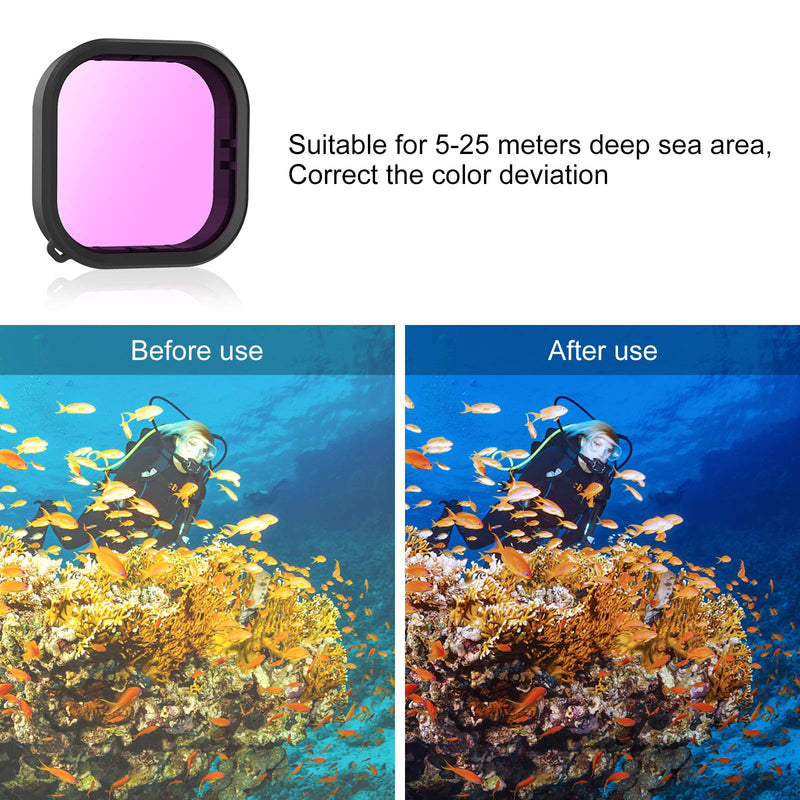 AFAITH 3-Pack Dive Filter Kit + Waterproof Case for GoPro Hero 9/10 Black, Underwater Diving Photography Protective Housing Shell Cover + 3-Pack Dive Filter for GoPro Hero 9/10 Black GoPro Hero 10/9 Waterproof Case + Dive Filter