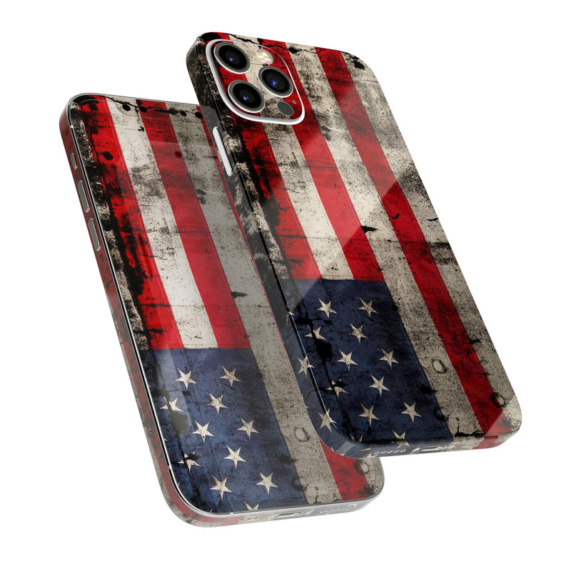 Design Skinz American Distressed Flag Panel - Full Body Skin Decal Wrap Kit Compatible with The Apple iPhone 12 Mini (Full-Body, Screen Trim & Back Glass Skin)