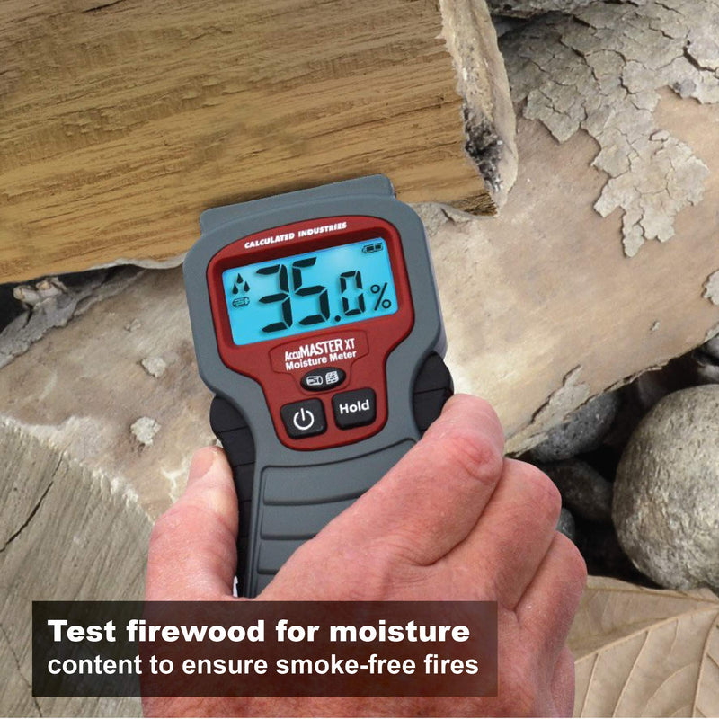 Calculated Industries 7440 AccuMASTER XT Digital Moisture Meter | Handheld |Pin Type | Backlit LCD Display | Detects Leaks, Damp and Moisture in Wood, Walls, Ceilings, Carpet and Firewood Pin-Type, Backlit LCD Sensors