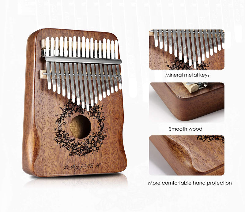 Kalimba-17 Key Thumb Piano,Exquisite Mahogany Wood Portable Kalimba,Tune Hammer and Study Instruction,Musical Gifts for Music lovers Adults Kids(Classic Brown) Classic Brown