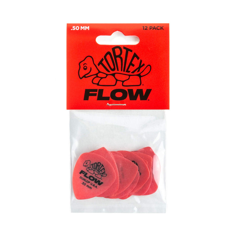 Jim Dunlop Tortex Flow Standard .50mm Guitar Picks (558P.50) 12 Pack Red