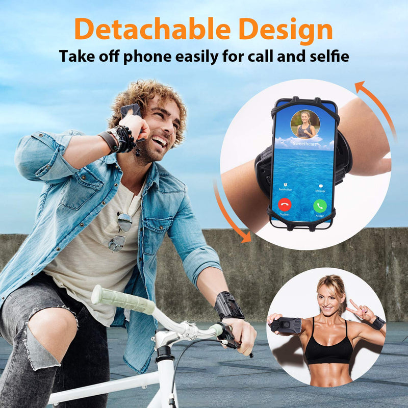 HLOMOM Wristband Phone Holder for iPhone 12/12 Pro Max/XR/11/X/8 Plus/8/7/6 Plus Detachable Sports Wristband, Running Phone Holder for Cell Phones 4''-6.5''Phones, 360°Rotatable with Key Holder S (Arm-circumference: 14-28cm)