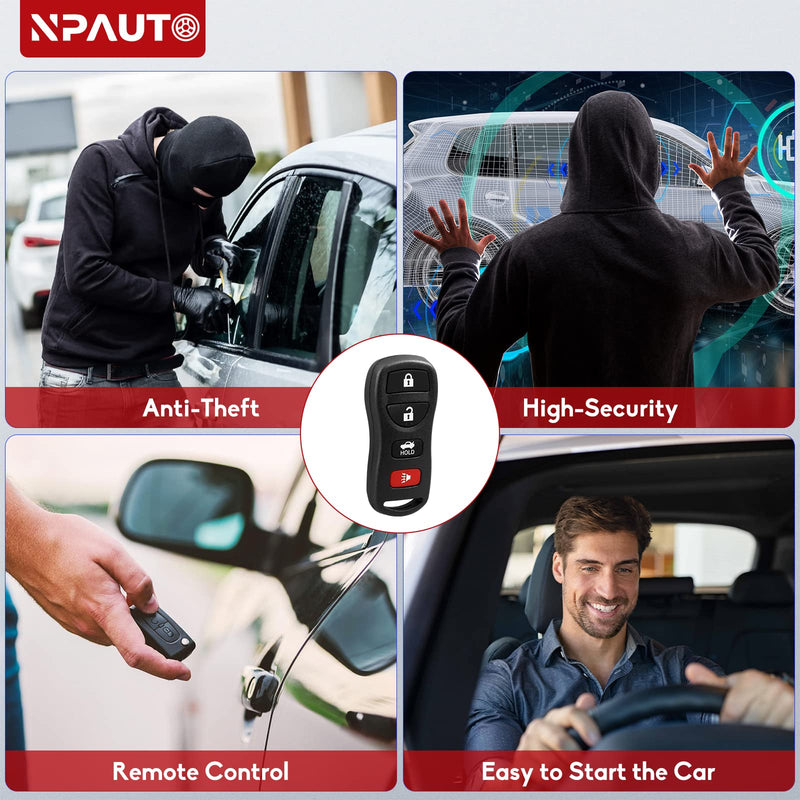 NPAUTO Key Fob Replacement for Nissan 350Z 2003-2009, Altima/Maxima 2002-2006, Sentra/Armada/Pathfinder/Versa/Quest, Infiniti G35 FX35 I35 QX56 - Keyless Entry Remote Control Key Fobs, KBRASTU15, 2Pcs