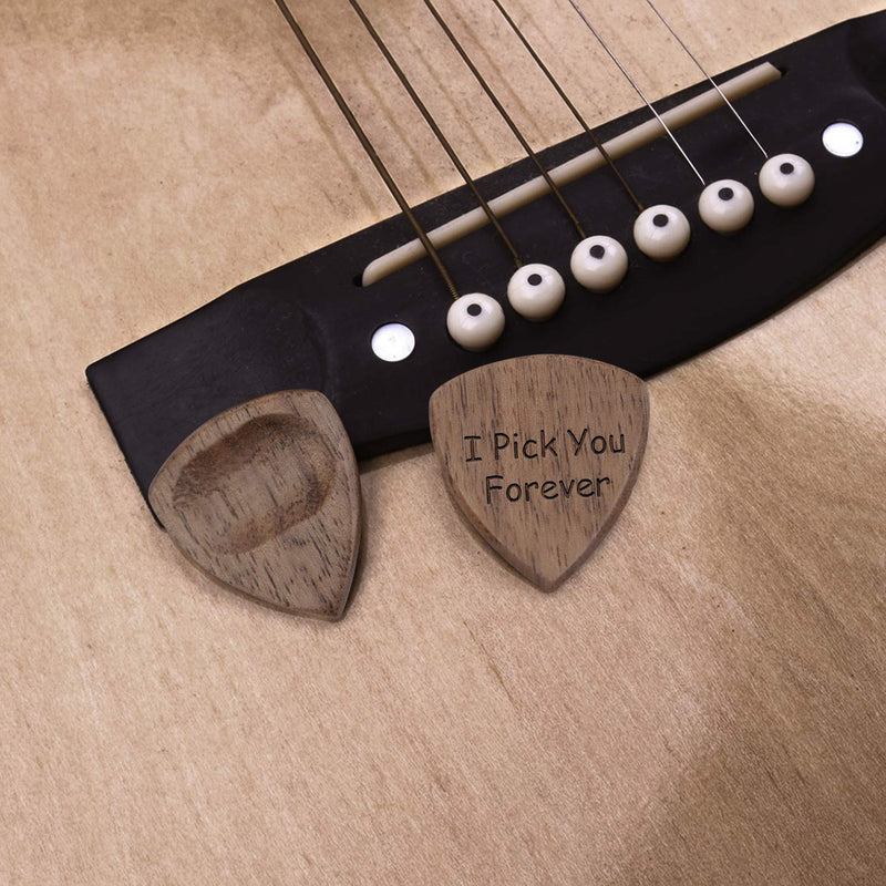 Custom Engraved Wooden Guitar Pick Box Holder Personalised Guitar Shape 3 Compartments Paddles Wood Container with 3pcs Picks Practical Musical Instrument Parts (To My Son From Mom) To My Son From Mom