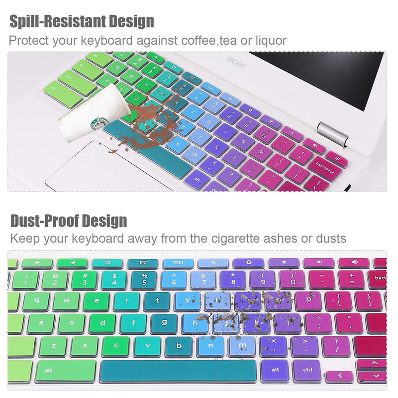 Keyboard Cover Compatible with Acer Premium R11 11.6" Convertible 2-in-1 Chromebook 2020 2019 2018/15.6" Acer Chromebook 15 /11.6" Acer Chromebook 11 CB3-131 CB3-132/13.3" Acer Chromebook R13 Rainbow1