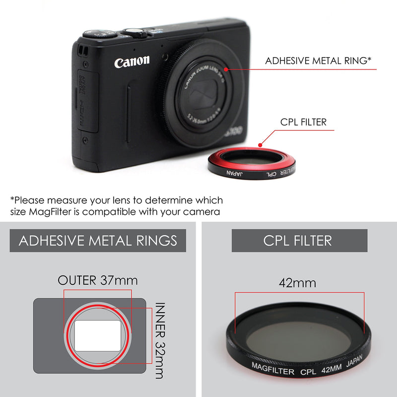 Kamerar MagFilter 42mm Circular Polarizer Filter (CPL) with Carrier Bag for Compact Camera, Sony RX 100 IV, V VI, VII, Canon Canon G5X Mark I II G7X Mark I II III G9X, Nikon, and Panasonic