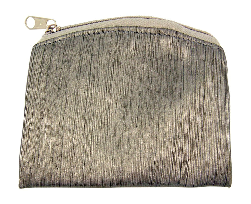 Bamboo Textured Pewter Rosary Case with Gold Stamped Budded Cross, 3 7/8 Inch