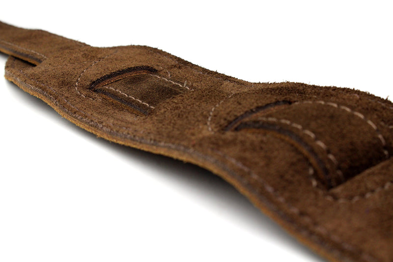 Soft Suede Wide Guitar Strap with Cream Stitching (Free Plectrums) (Brown)