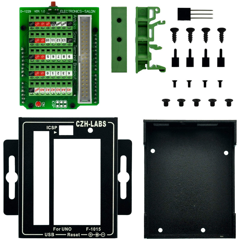 UNO Screw Terminal Block Breakout Module with Aluminum Enclosure, for UNO R3.