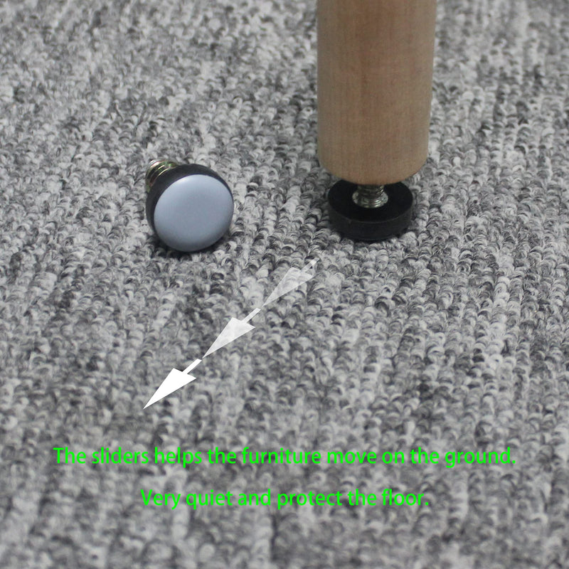 CSFMC Furniture Leveler PTFE(Teflon) Bottom(20mm Base 1/4-20,16 Pack),Threaded Shank Adjust Pads,Table/Chair/Cabinet/Sofa Medium Adjustable Legs Leveling,Nuts Installation and Floor Protection 20mm Base 1/4-20x1",16 Pack