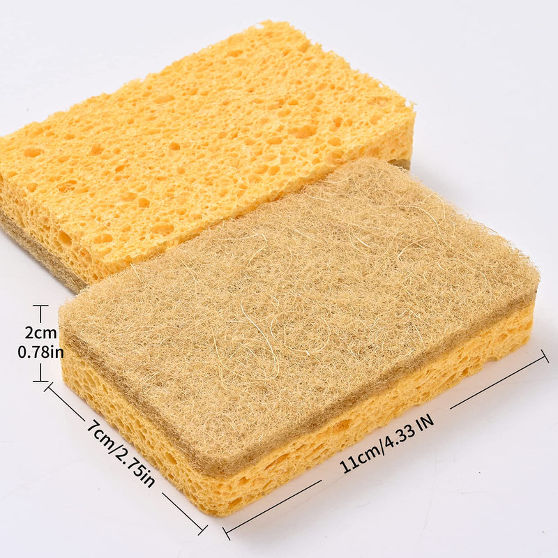 12 Pack Kitchen Dish Sponges, Natural Plant Palm Fiber Scrub Sponge with Non Scratch Biodegradable Compostable Sponges, Durable No Smell Household Cleaning Sponges