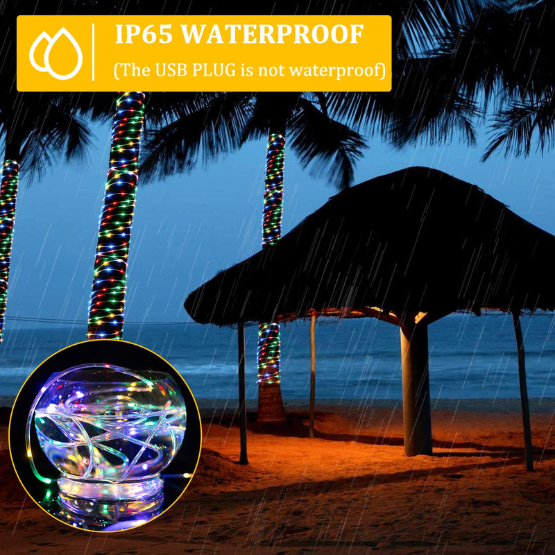 LED Rope Lights Outdoor Indoor 33ft 16 Colors Changing 100 LEDs String Fairy Lights, Waterproof Twinkle Strip Tube Lights with Remote for Bedroom Christmas Tree Starry Wedding Party Home Pool Decor