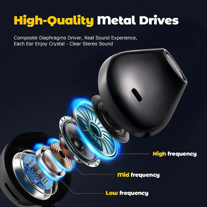 Earbuds Headphones with Microphone Pack of 5, Noise Isolating Wired Earbuds, Earphones with Powerful Heavy Bass Stereo, Compatible with Android, iPhone, iPad, Laptops, MP3 and Most 3.5mm Interface
