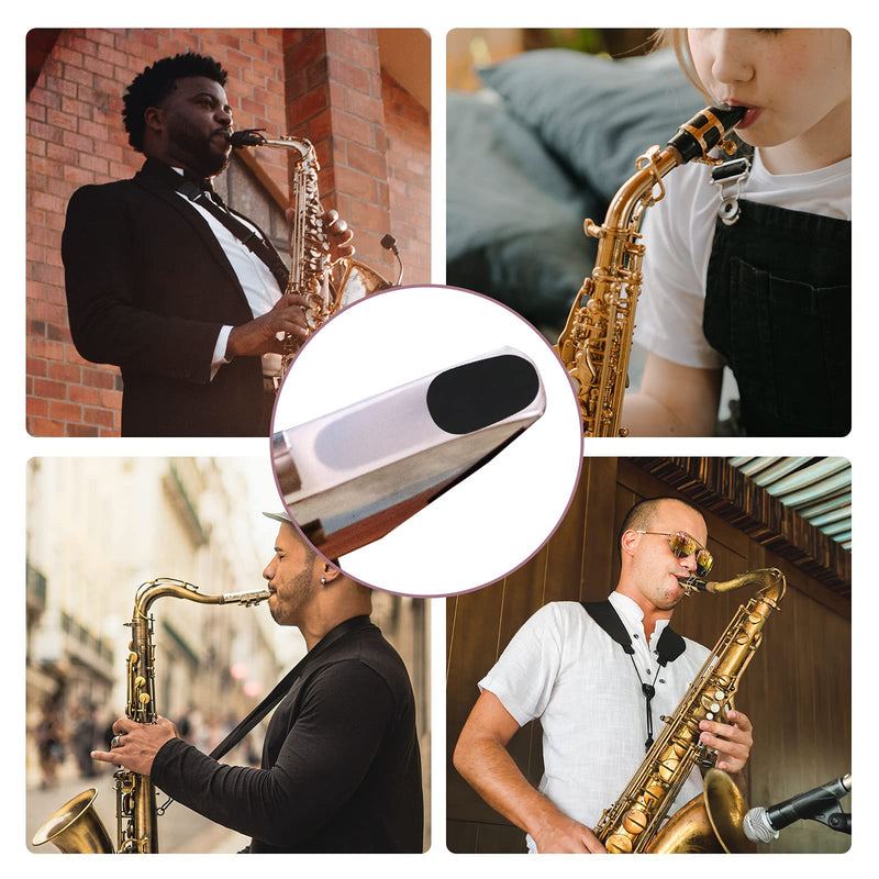 SAVITA 40 Pcs 0.8mm Thick Alto/Tenor Saxophone Mouthpiece Pads Rubber Mouthpiece Cushions Strong Adhesive Mouthpiece Patches for Beginners, Musicians, Saxophones, Hautbois and Clarinets(Black)