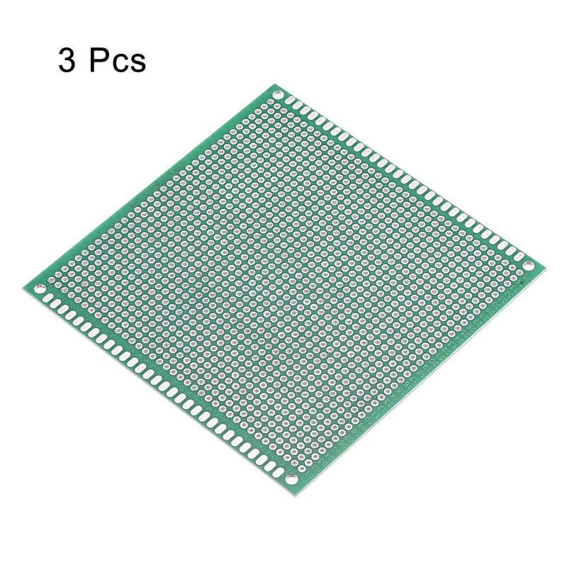 MECCANIXITY PCB Board Double Sided Printed Circuit Prototyping Boards Plated Through Holes for DIY Soldering Electronic Projects, 100mmx100mm, Green Pack of 3