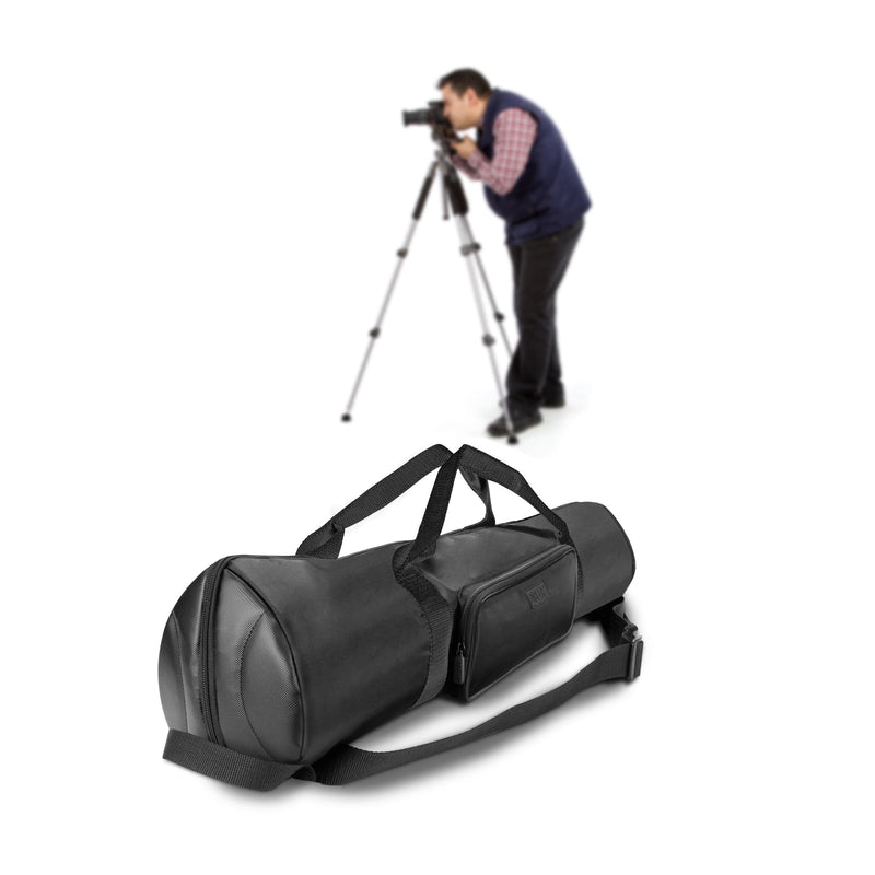 USA Gear Padded Tripod Case Bag - Holds Tripods from 21 to 35 inches - Adjustable Size Extension, Storage Pocket and Shoulder Strap for Professional Camera Accessories and Photo Carrying Needs (Black) Black