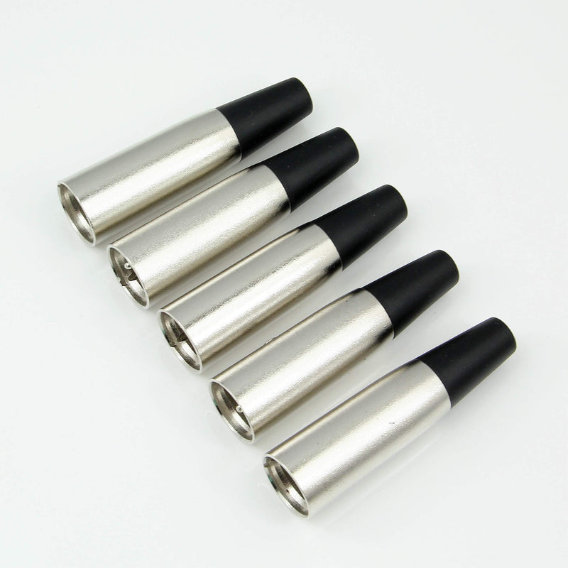 5 pcs Matel XLR Male (3 PIN) Solder Connector Plugs Microphone Audio Cable Lead Soldering Adapter Ends Terminals