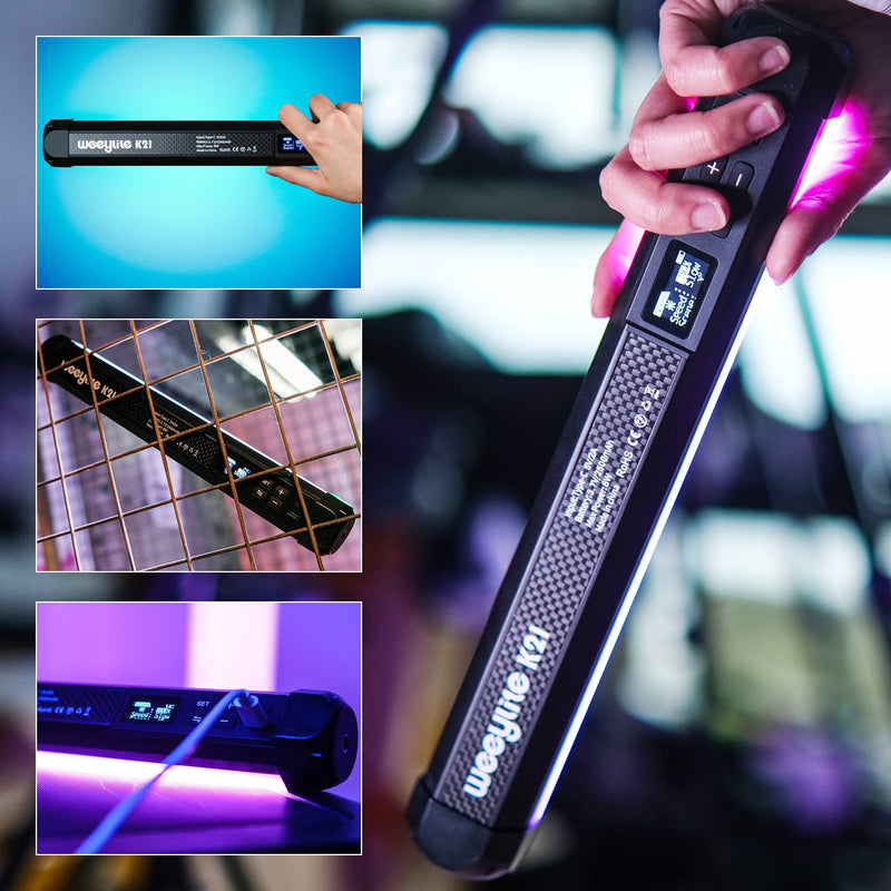 weeylite K21 RGB Wand Light, Handheld LED Light Stick RGB Video Light Photography Lighting, Built-in Rechargeable Battery, App Control 2500-8500K Photography Light for YouTube Studio