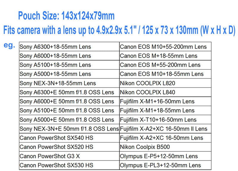 JJC Black Ultra Light Neoprene Camera Case for Sony a6600 a6500 a6400 a6300 a6100 a6000 a5100 +18-55mm/E 50mm F1.8 Lens, Pouch Bag for Fuji X-T30 X-T20 X-T10 +16-50mm, Canon PowerShot SX530 SX540 G3X