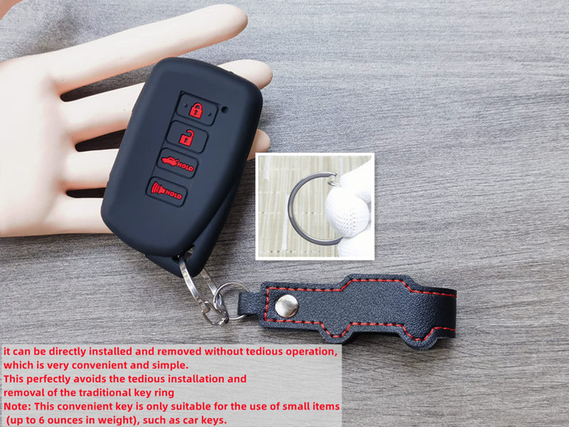 RUNZUIE 2Pcs Silicone Remote Key Fob Cover for 2013-2022 2023 Lexus ES300h ES350 GS350 GS450h IS200t IS250 IS300 IS350 LX570 NX200T NX350h RX450 RX450h RX350 (Red/Black with Red) Red/Black with Red