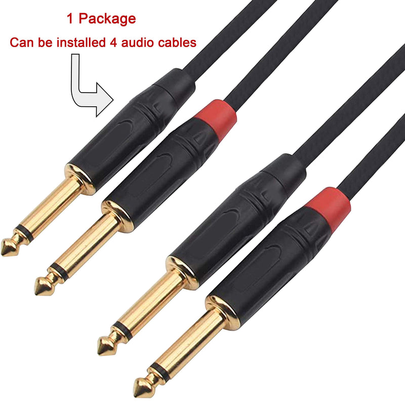 1/4" Audio Plug, 6.35 Mono Male Connector, Gold-Plated TS Plug for Guitar/Speaker/Microphone Cable etc (4 Pack)