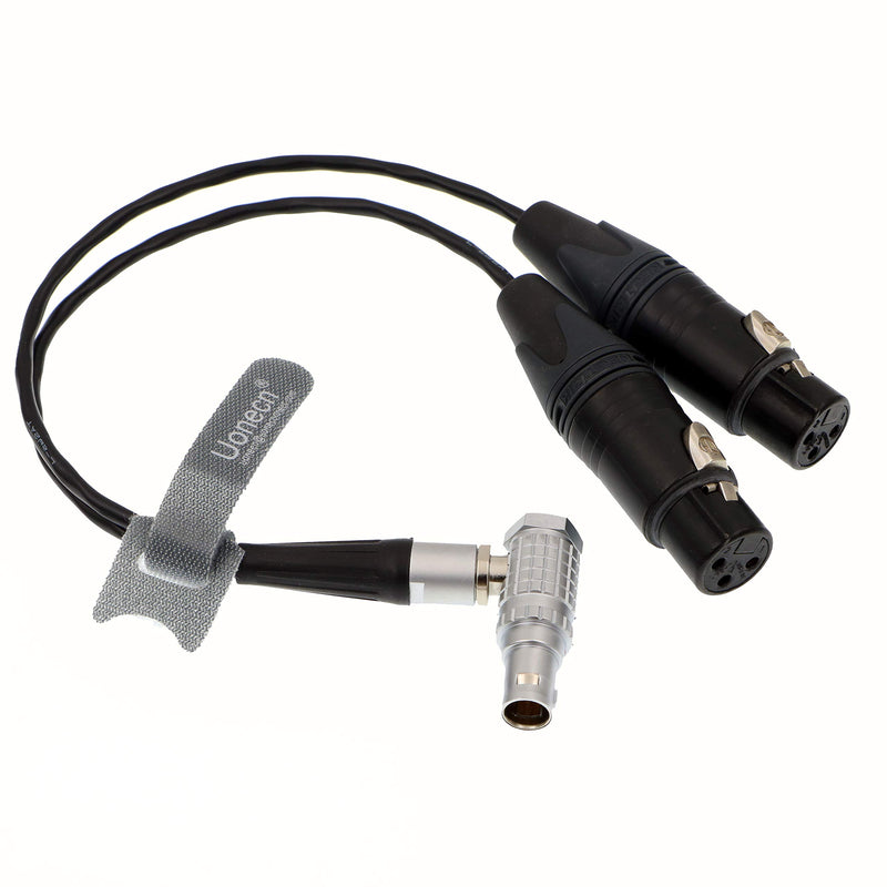 [AUSTRALIA] - Uonecn 10 Pin to Dual XLR 3 Pin Female Plug Breakout Cable for Atomos Audio Splitter Cable for Shogun Monitor Recorder 30cm Right Angle 10 Pin to 2*XLR 