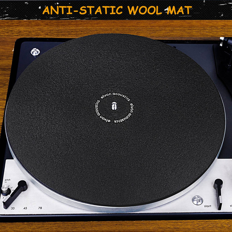 Facmogu Turntable Slipmat Wool Mat Anti Vibration Record Platter Mat, 12 Inch Phonograph LP Vinyl Record Player Black Mat Slip-Mat Player Wool Pad, Professional Tuning Equipment Improve Sound