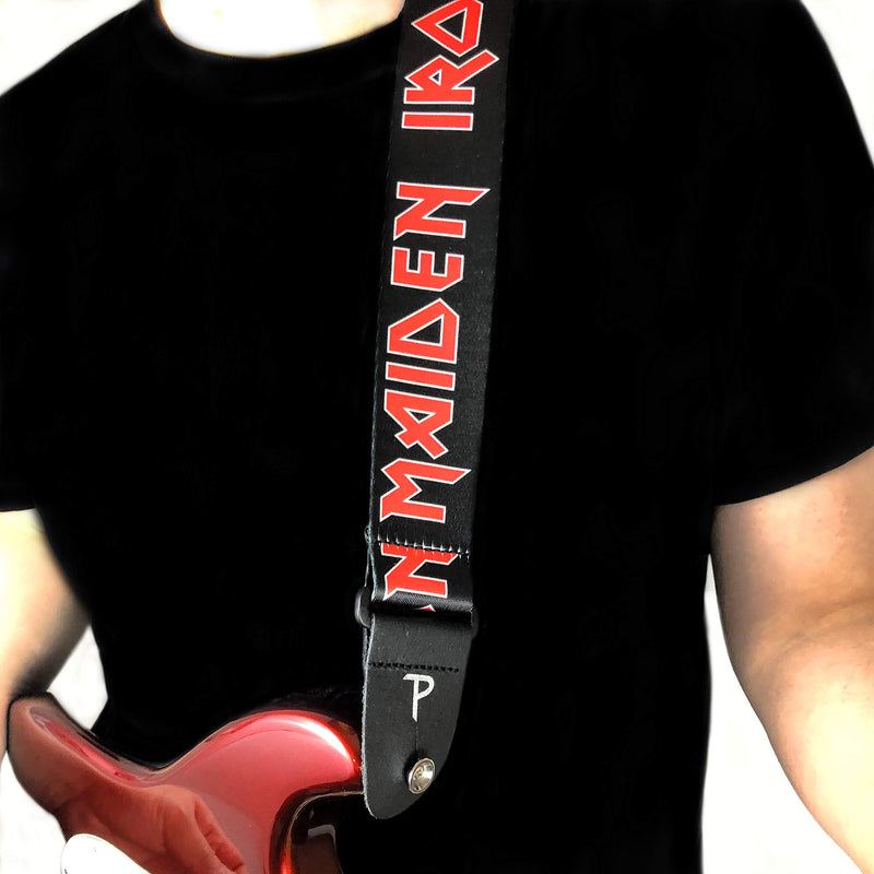 Perri's Leathers Official Licensing Iron Maiden Polyester Guitar Strap, 2” inches Wide, Adjustable Length 39” to 58” inches, Black Iron Maiden Strap