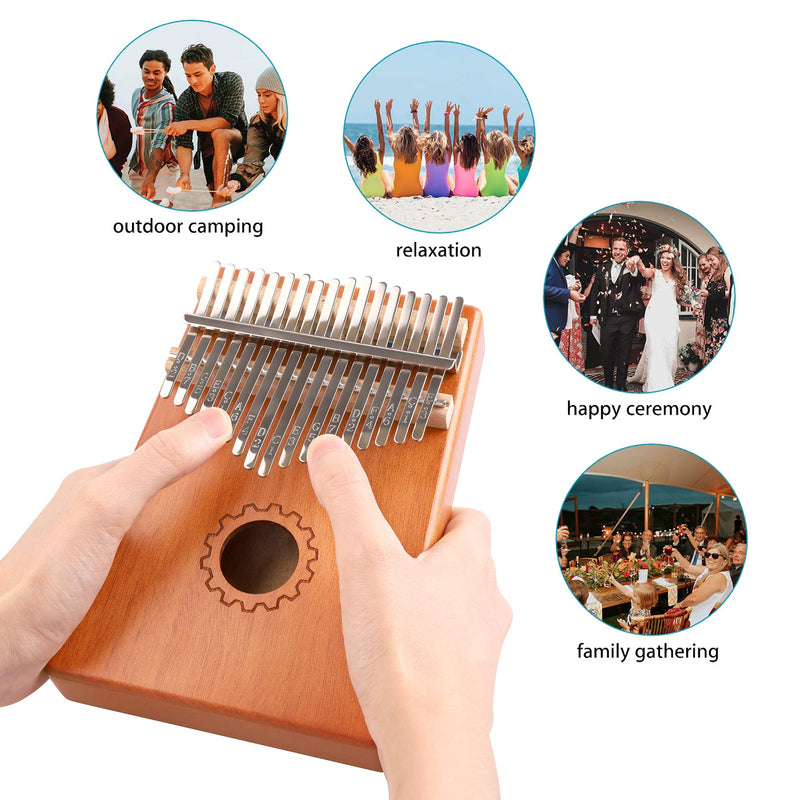 ActFun Kalimba 17 Keys Thumb Piano, Easy to Learn Portable Mahogany Wood Musical Instrument Gifts with Tune Hammer and Study Instruction, for Kids Adult Beginners gear