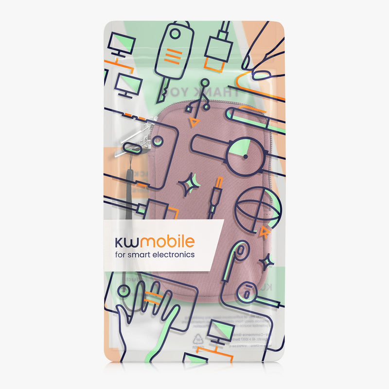 kwmobile Neoprene Phone Pouch Size XL - 6.7/6.8" - Universal Cell Sleeve Mobile Bag with Zipper, Wrist Strap - Deep Rusty Rose XL - 6,7/6,8"