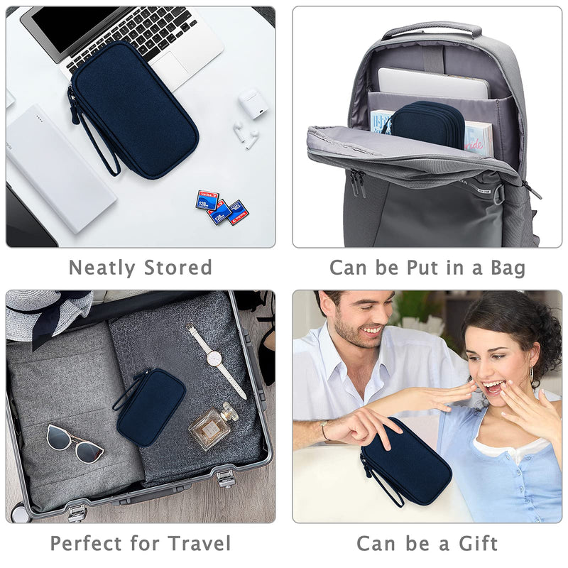 FYY Electronic Organizer, Travel Cable Organizer Bag Pouch Electronic Accessories Carry Case Portable Waterproof Double Layers All-in-One Storage Bag for Cable, Cord, Charger, Phone, Earphone Navy Double Layer-S