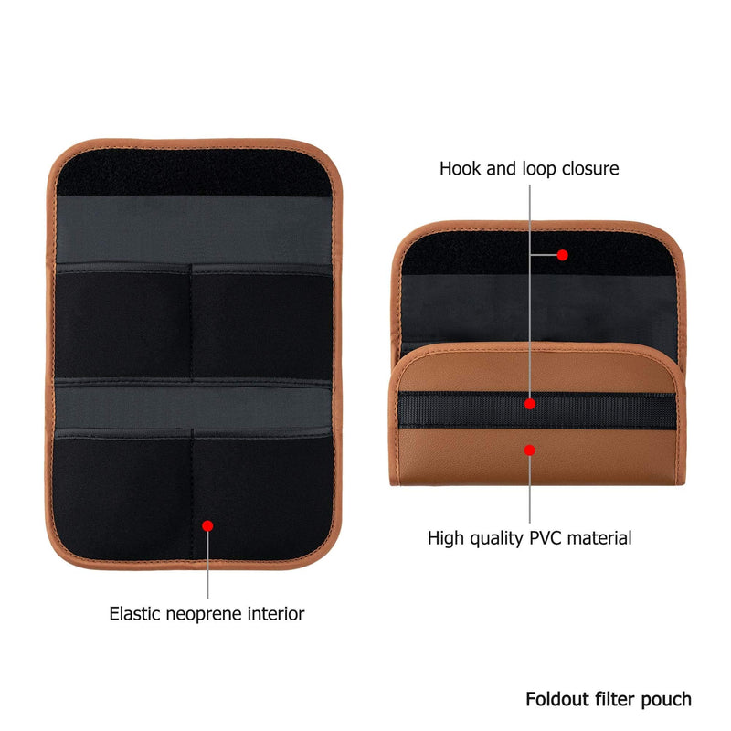 [AUSTRALIA] - PROfezzion 4-Pocket Foldout Filter Pouch for 58mm Camera Lens Round Filter, Shock Resistant & Anti Scratch Photography Filter Case, Filter Carry Case with Microfiber Cleaning Cloth 4-Pocket for 58mm Lens Filter 