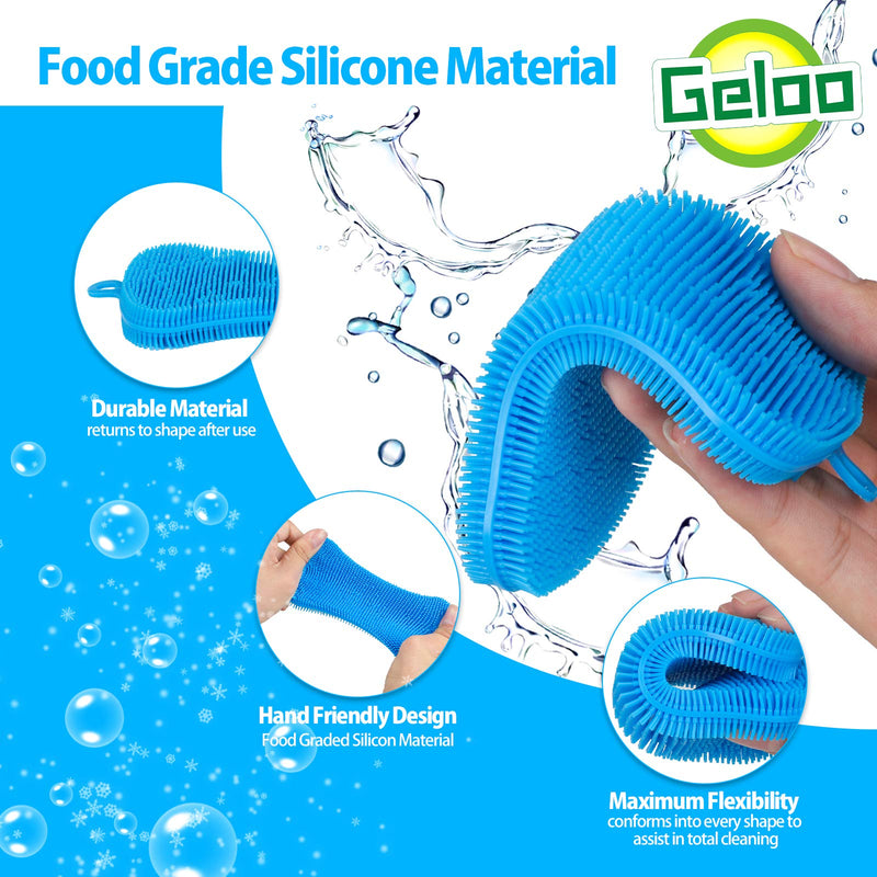 Silicone Sponge Dish Sponges, Multipurpose Better Scrubber Dish Washing Smart Kitchen Gadgets Brush Accessories, Sponges Kitchen Double Sided Cleaning Scrubber Blue+grey+green