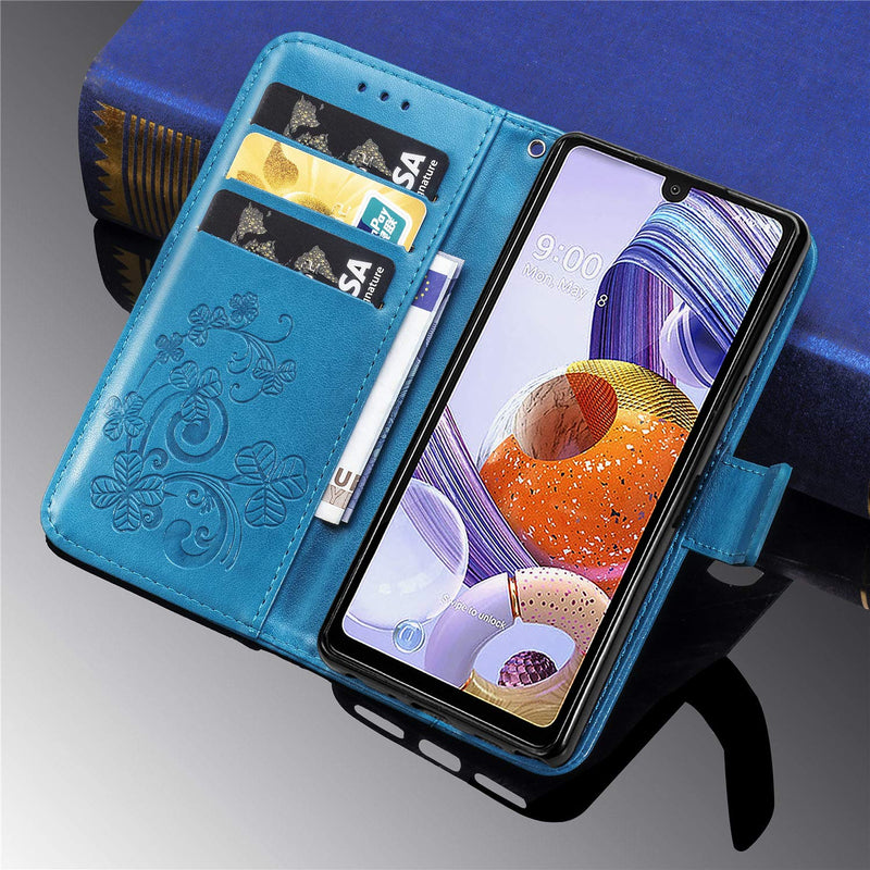 for LG Stylo 6 Wallet Case, [Flower Embossed] Premium PU Leather Flip Protective Case Cover with Card Holder and Stand for LG Stylo 6 2020 Release (Blue) Blue