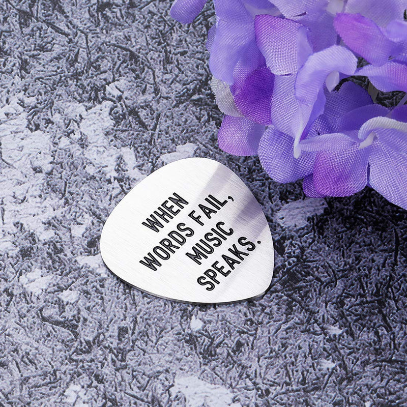 Guitar Pick Gifts for Men Women Music Lovers Music Stuff Musician Guitar Accessories Present for Him Boyfriend Husband Dad Brother Son Friend Birthday Valentines Day When Words Fail Music Speaks