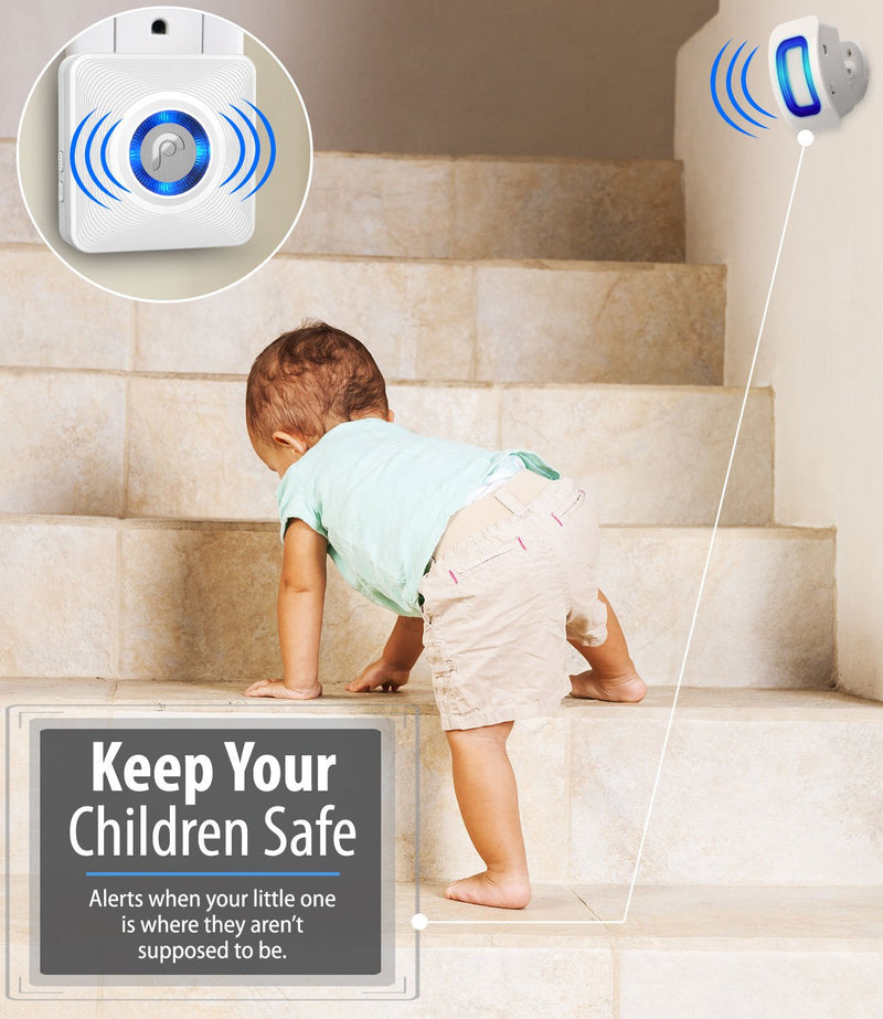 Fosmon WaveLink 51005HOM Wireless Home Security Driveway Alarm, Motion Sensor Detect Alert, Store Door Entry Chime Doorbell (500 Feet, 58 Tunes, 5 Volume Levels, LED Indicators) 1 Motion Detector