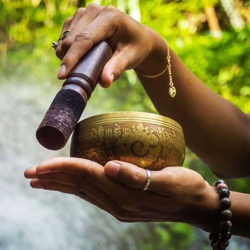 4 Inch Tibetan Singing Bowl Set Bundle by Zen Mind Design - with Antique Tingsha Cymbals, Rosewood Mallet, Silk Cushion, Eco-Friendly Box and E-Book - for Yoga, Meditation and Sound Healing Therapy