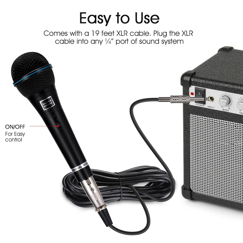 [AUSTRALIA] - Hotec Professional Vocal Dynamic Handheld Microphone with 19ft Detachable XLR Cable and ON/OFF Switch (Metal Black) (H-W06B) 