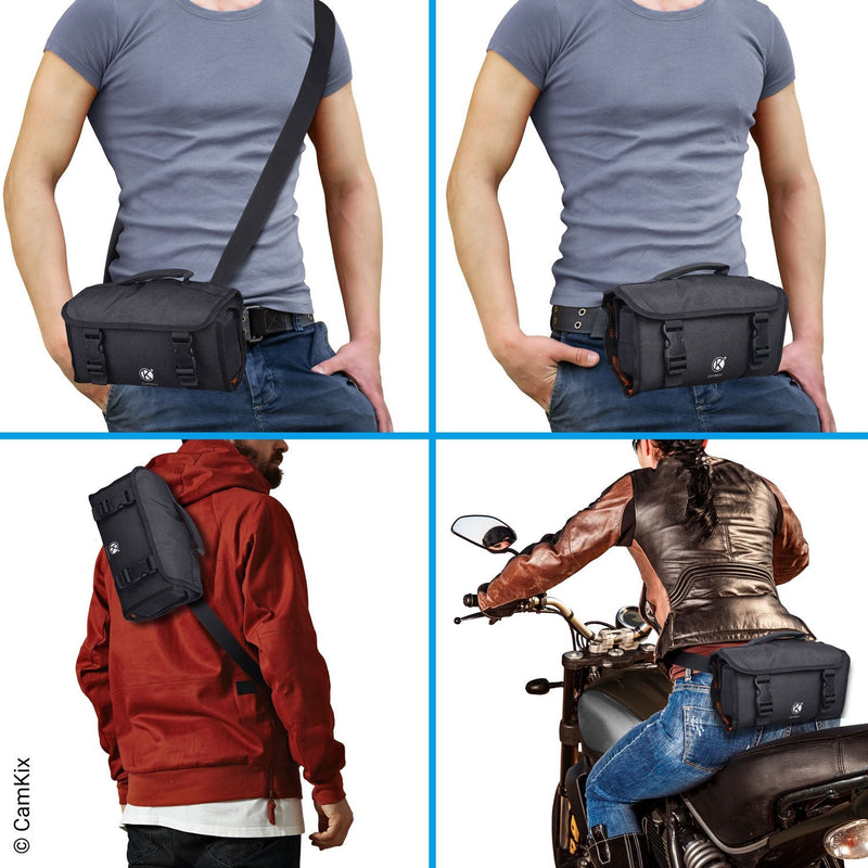CamKix Roll-Out Bag with Waist/Shoulder Strap Compatible with GoPro Hero and DJI osmo Action + Other Action/Compact Cameras - Multiple Carry Options (Hand, Shoulder, Waist, Back) - Smart Case