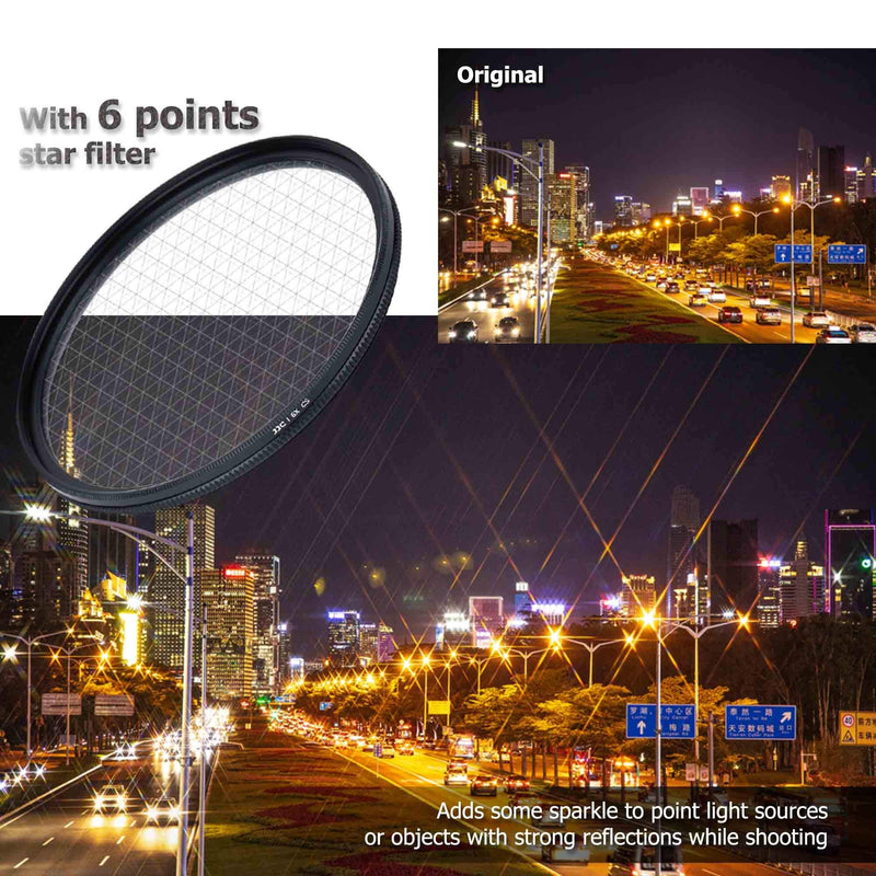 JJC 55mm Variable Star Filter Cross Screen Starburst Filter Kit for Nikon AF-P DX 18-55mm f3.5-5.6G Lens for Sony FE 28-70mm f3.5-5.6, E 18-135mm f3.5-5.6 Lens & Other Lenses with 55mm Filter Thread