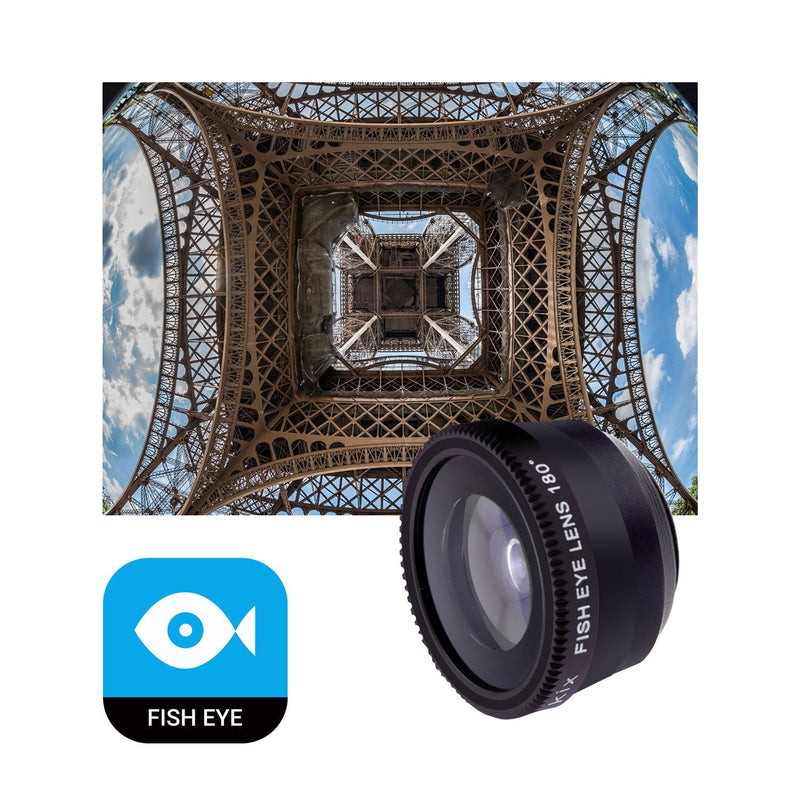 CamKx Camera Lens Kit Compatible with Apple iPhone 6 Plus / 6S Plus ONLY - 12x Telephoto Lens, Fisheye Lens, Macro Lens, Wide Angle Lens, Tripod, Phone Holder, Hard Case, Velvet Bag (Lens Kit)