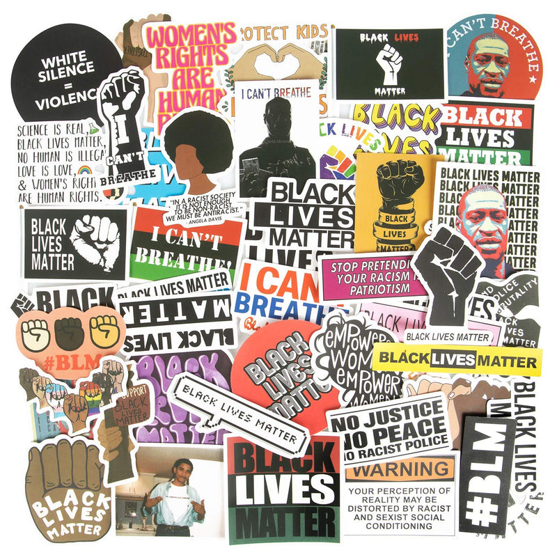 Black Lives Matter Stickers, 50PCS African Americans Stickers ACLU Women Rights Stickers for Water Bottles, Vinyl Waterproof Laptop Stickers(Black Rights and Woman Rights)