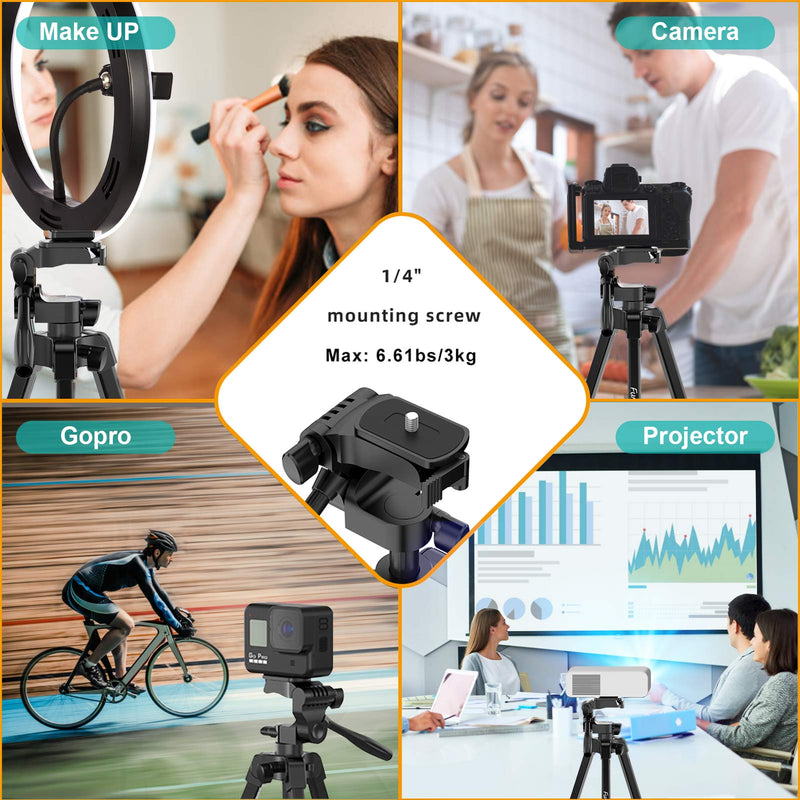 XUNHON Phone Tripod 55"+5.2"(IPAD+Phone Holder), Lightweight Camera/ipad/Laser Level/Travel Tripod with Wireless Remote, Bag, and 2-in-1 Stand, 1/4" Mount Screw Compatible with All Phones/Cameras