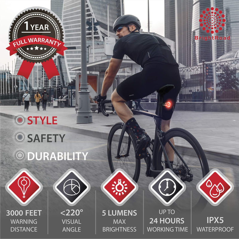 BrightRoad - USB Rechargeable Bike Tail Light, Super Bright Bicycle Led Rear Flashlight for Maximum Visibility, Impressive & Luxurious Design, IPX5 Waterproof, Red Back Light for Safety Cycling